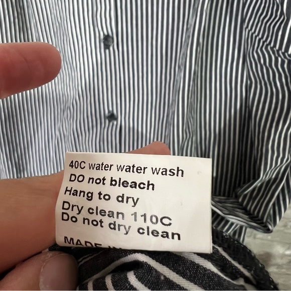 Acevog Women's XL Boxy Fit Shift Dress Shin Length Black White Stripe Goth Core - Picture 6 of 7